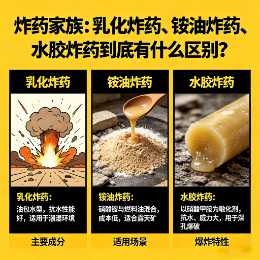 富川炸药家族：乳化炸药、铵油炸药、水胶炸药到底有什么区别？